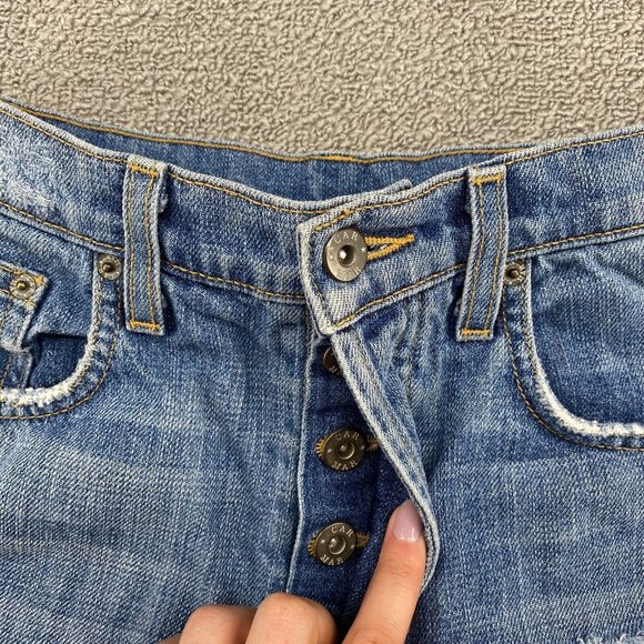 Carmar High Rise Rolled Cuff Jean Shorts Women's 26 Distressed Cotton Denim Blue - Picture 3 of 11